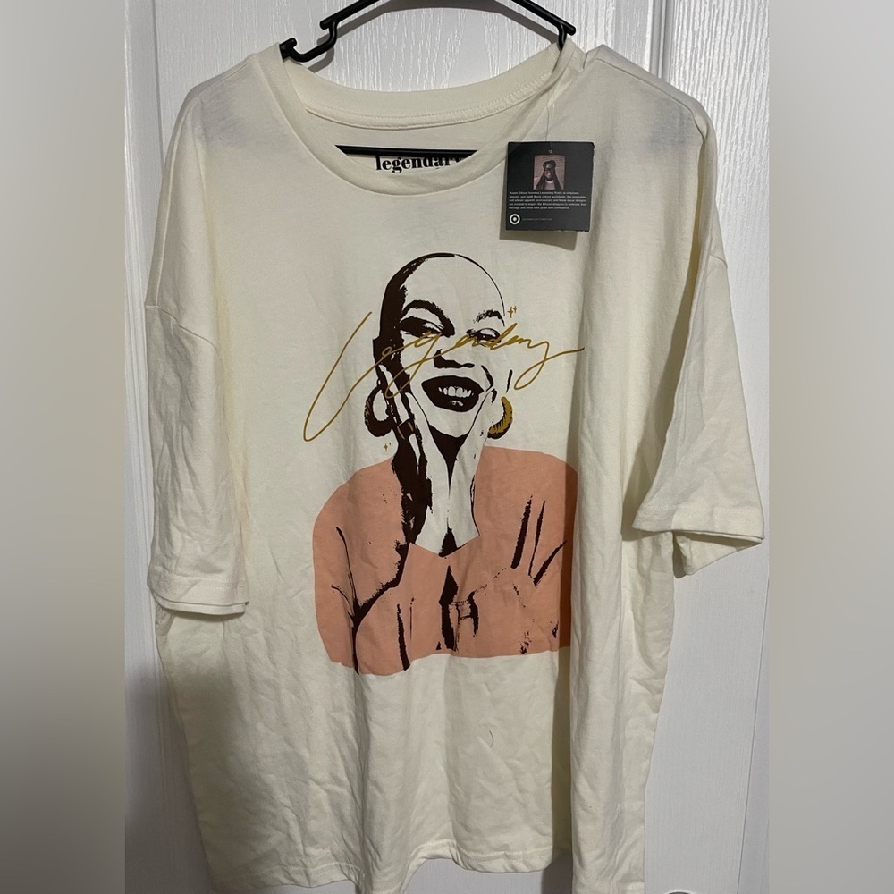Cream Pink Graphic Boxy T Shirt